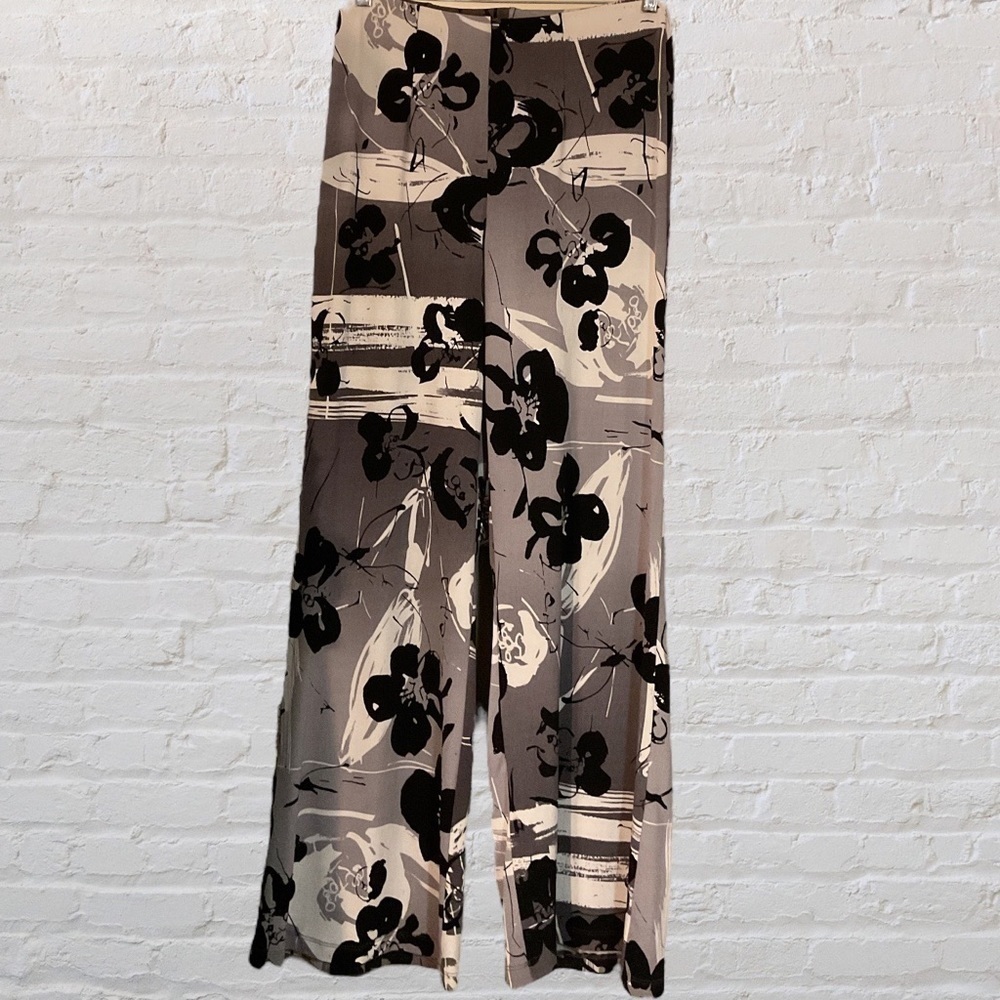 $10$ add on - MARALLIS- slinky abstract floral flared leg pull on pants